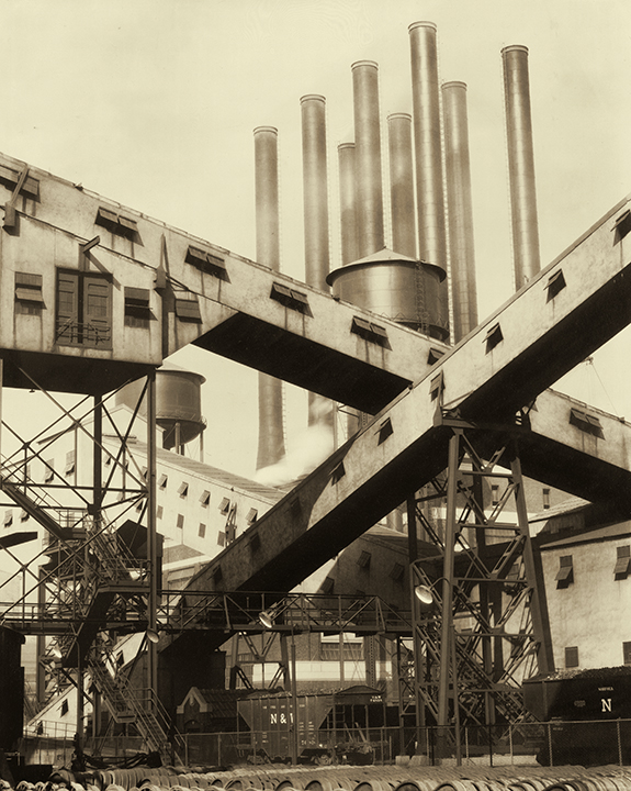 Charles Sheeler, American (1883-1965). <em>Criss-Crossed Conveyors–Ford Plant</em>, 1927.