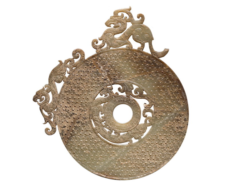<em>Ritual Disc with Dragon Motifs, (Bi)</em>, Chinese, from Jincun, Henan Province, Eastern Zhou Dynasty (771-256 B.C.E.).