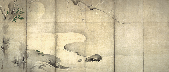Kaihô Yûshô, Japanese (1533-1615). <em>Pine and Plum by Moonlight</em>, Momoyama Period (1568-1615).